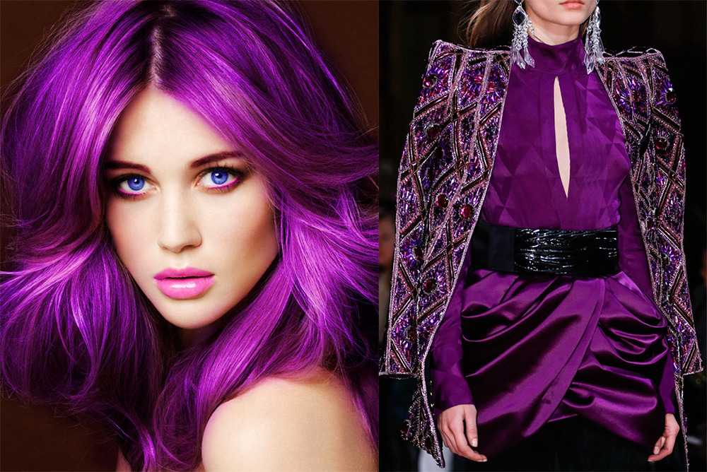 Темно фиолетовый цвет волос – фото трендового оттенка!